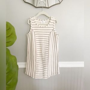 Hanna Anderson Tan White Stripe Dress Sleeveless Size 5T 120